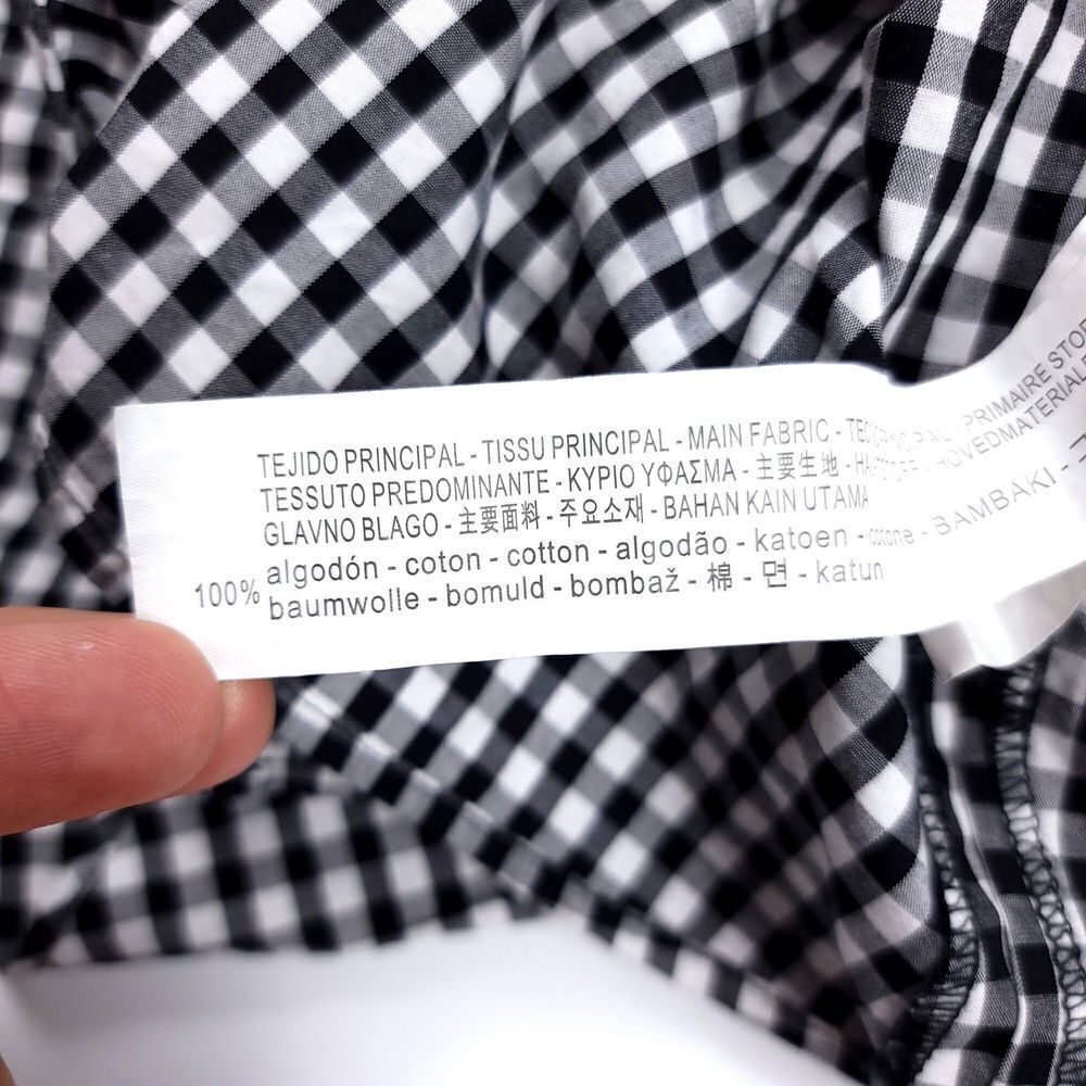 ZARA Pearl Ruched Reversible Wrap Top Black White Gingham French Girl Preppy - Picture 5 of 6